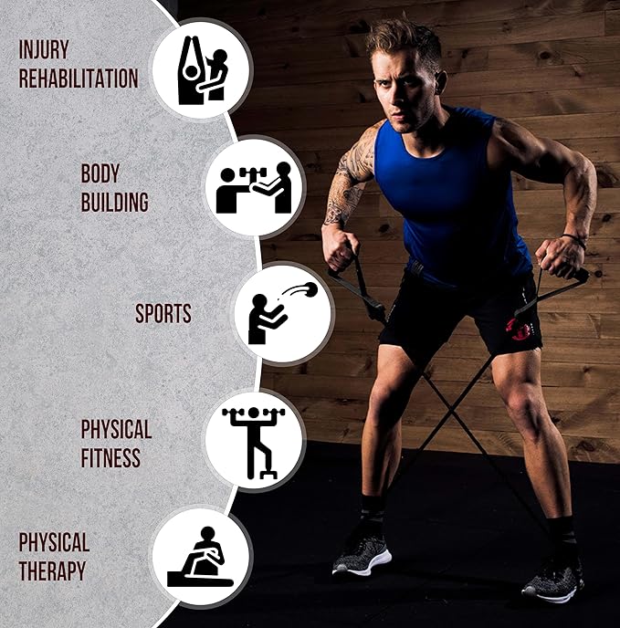 Exercise Resistance Bands for Working Out Set of 5 for Women and Men, Stretch Bands for Exercise, Physical Therapy, Arms Legs Workout, Stretching, Home Fitness