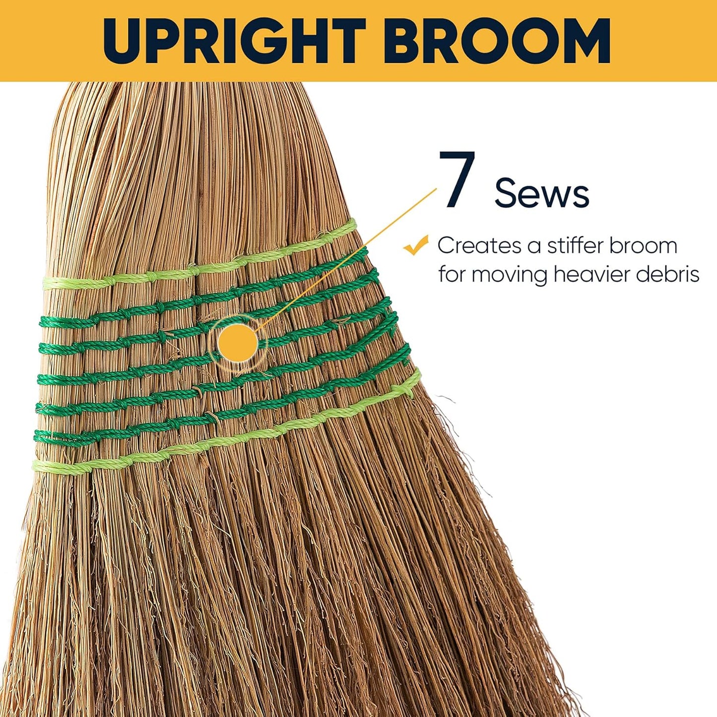 Yocada Heavy-Duty Broom Corn Broom Outdoor Commercial Indoor for Courtyard Garage Lobby Mall Market Floor Home Office Leaves Stone Dust Rubbish 59.8inch