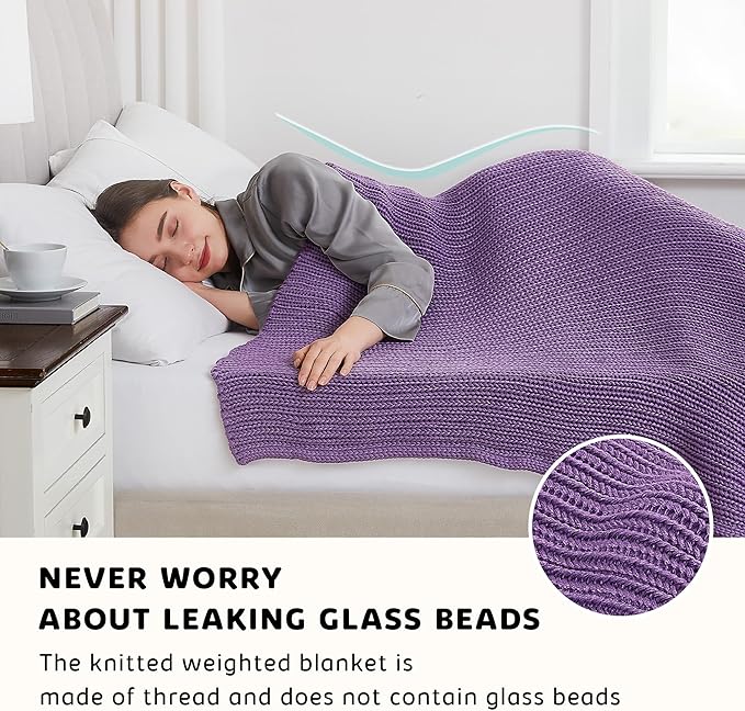 L'AGRATY Knitted Weighted Blanket - 48"x72" 20lbs Cooling Chunky Knit Heavy Blanket for Adults Braided Crochet Throw Thick Cable Yarn Knit Decorative No Beads Evenly Weighted Machine Washable