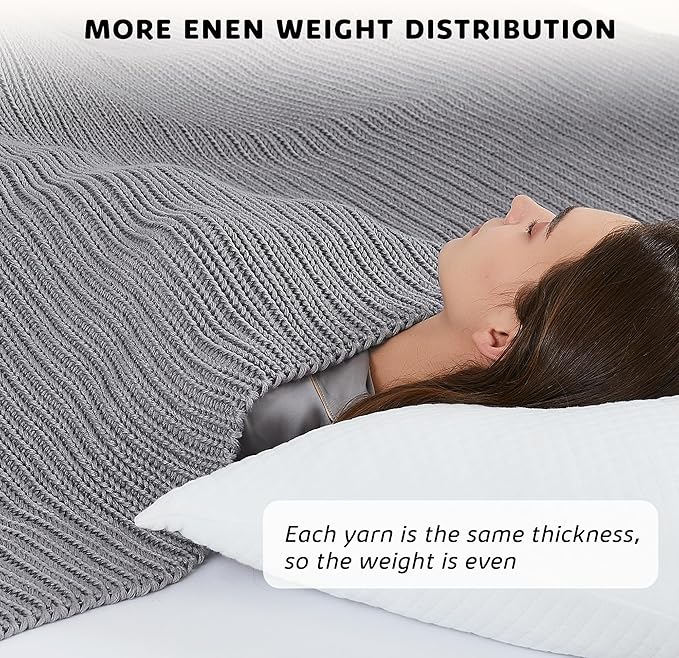 L'AGRATY Knitted Weighted Blanket - 48"x72" 15lbs Cooling Chunky Knit Heavy Blanket for Adults Braided Crochet Throw Thick Cable Yarn Knit Decorative No Beads Evenly Weighted Machine Washable