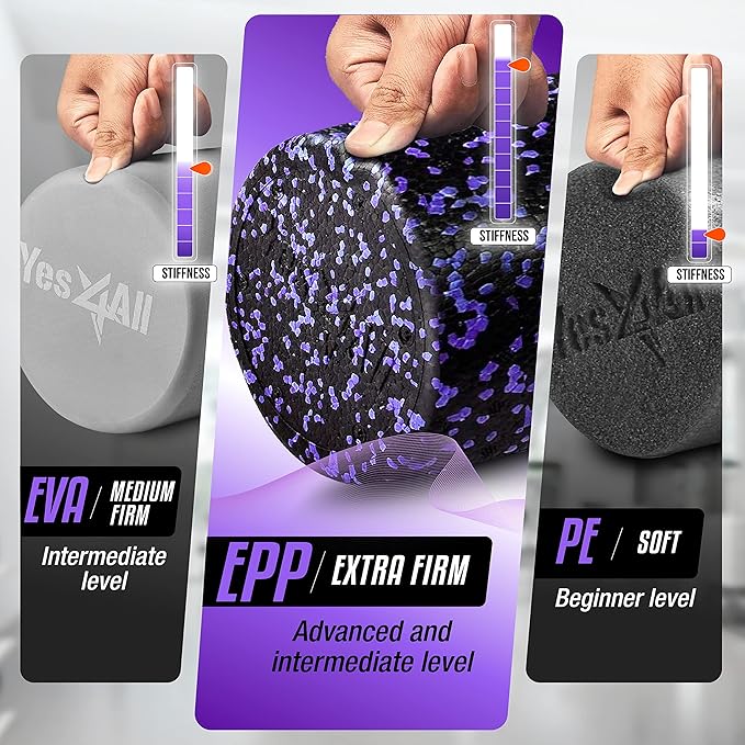 Yes4All High-Density EPP Round Back Roller Foam, Exercise Foam Roller for Yoga, Pilates & Stretching - 12, 18, 24, 36 inch