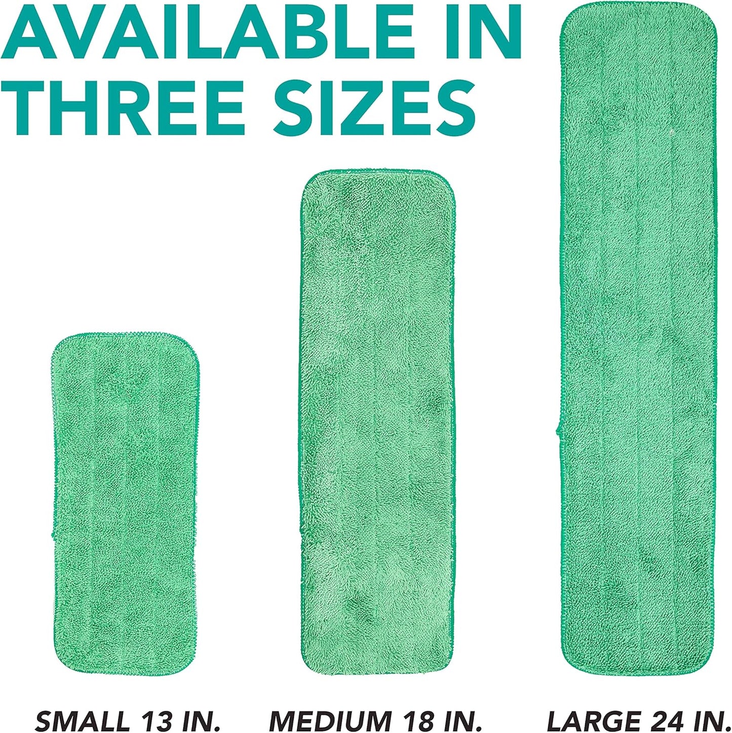 Arkwright Spray Mop Replacement Pads - (Case of 120) Bulk Microfiber Flat Dry and Wet Refill Mop Pads Floor Cleaning, Compatible with Bona and Rubbermaid, Fits All Mop Heads, 24 in, Green